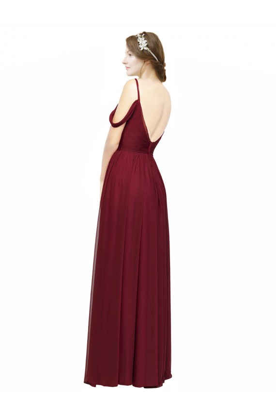 Low Back Chiffon Off the Shoulder Long Sleeveless Bridesmaid Dress / Evening Dress Southampton