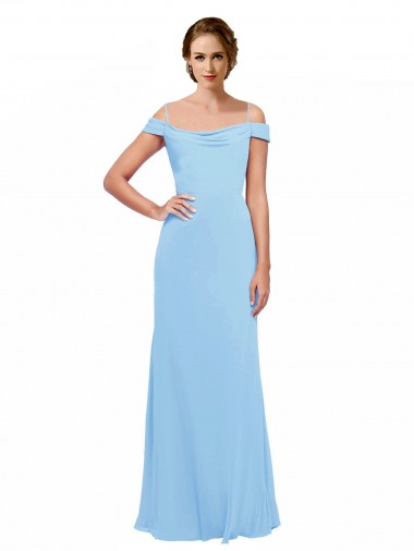 Periwinkle Soft Chiffon Off the Shoulder Long Sleeveless Bridesmaid Dress Southampton