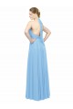 Low Back Periwinkle Soft Chiffon Halter Neck Long Sleeveless Bridesmaid Dress Southampton