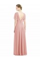 V-Back Soft Chiffon V-Neck Short Sleeves Long Bridesmaid Dress / Formal Dress Southampton