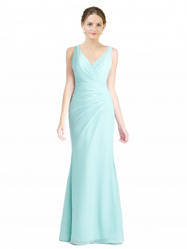Soft Chiffon & Lace V-Neck Long Sleeveless Bridesmaid Dress Southampton
