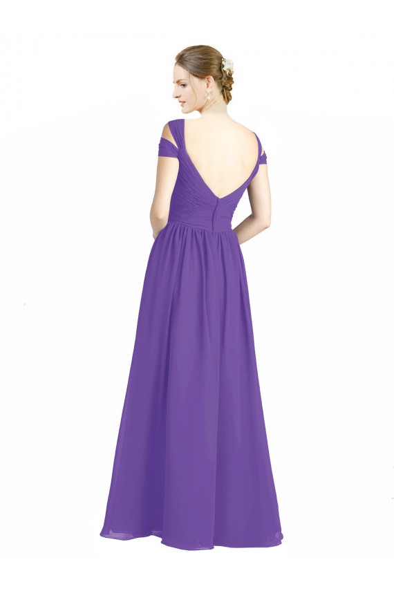 Low Back Soft Chiffon Off the Shoulder Long Cap Sleeves Bridesmaid Dress Southampton