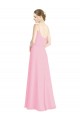 Low Back Barely Pink Soft Chiffon Spaghetti Straps Long Sleeveless Bridesmaid Dress Southampton