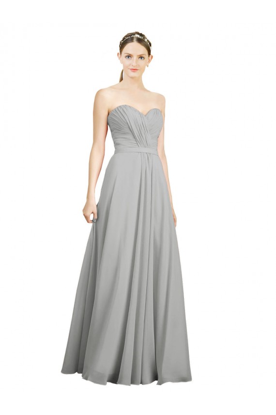 Low Back Soft Chiffon Sweetheart Long Sleeveless Bridesmaid Dresses Southampton