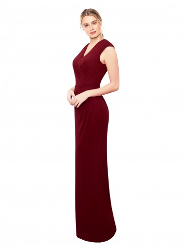 Keyhole Back Soft Chiffon V-Neck Long Sleeveless Prom Dress / Bridesmaid Dress Southampton
