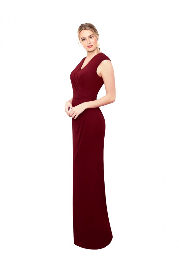 Keyhole Back Soft Chiffon V-Neck Long Sleeveless Prom Dress / Bridesmaid Dress Southampton
