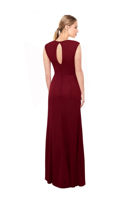Keyhole Back Soft Chiffon V-Neck Long Sleeveless Prom Dress / Bridesmaid Dress Southampton