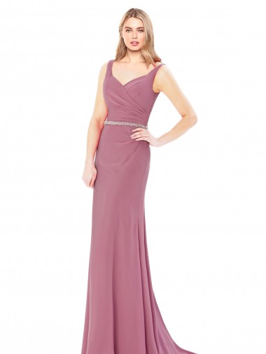 Low Back Soft Chiffon Sweetheart Long Sleeveless Prom Dress / Bridesmaid Dress Southampton