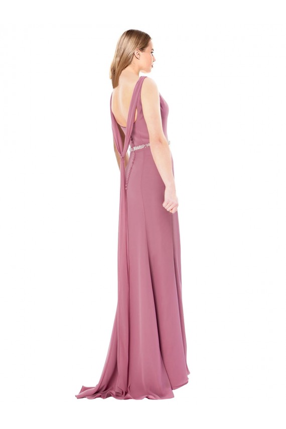 Low Back Soft Chiffon Sweetheart Long Sleeveless Prom Dress / Bridesmaid Dress Southampton