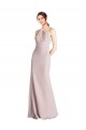 Open Back Sheath Soft Chiffon Halter Neck Long Sleeveless Bridesmaid Dress Southampton