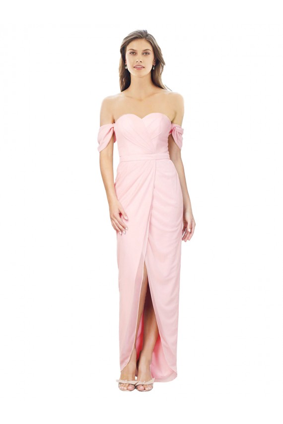 Soft Chiffon Off the Shoulder Sleeveless High Low Bridesmaid Dress Southampton