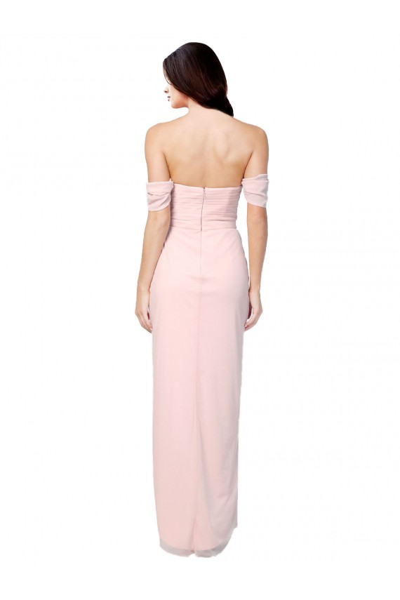 Soft Chiffon Off the Shoulder Sleeveless High Low Bridesmaid Dress Southampton