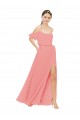 Watermelon Soft Chiffon Off the Shoulder Long Sleeveless Bridesmaid Dress Southampton