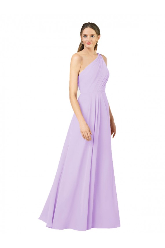 Lilac Soft Chiffon One Shoulder Long Sleeveless Formal Evening Gown / Bridesmaid Dress Southampton