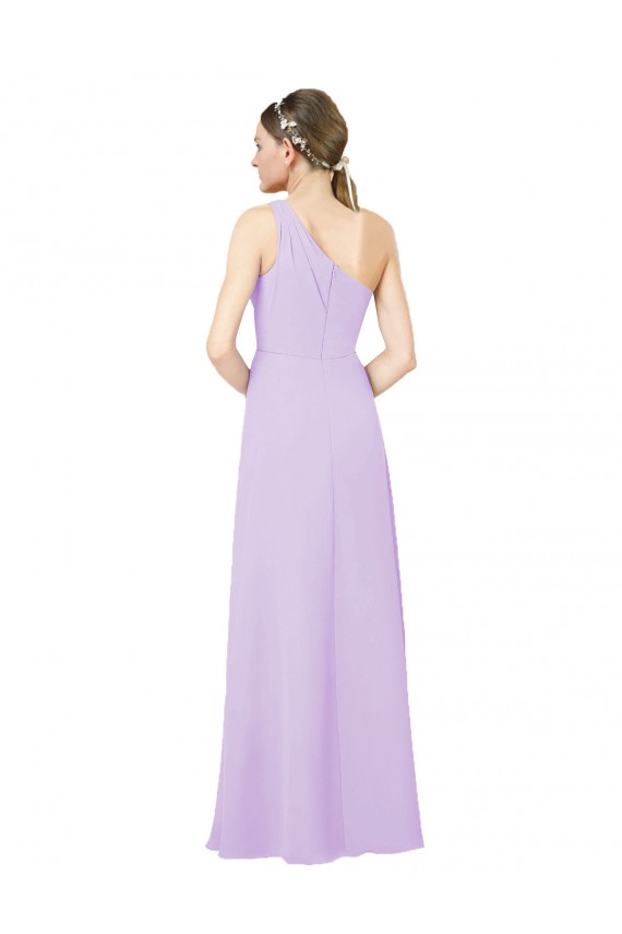 Lilac Soft Chiffon One Shoulder Long Sleeveless Formal Evening Gown / Bridesmaid Dress Southampton