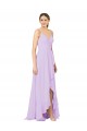 Open Back Soft Chiffon V-Neck Long Sleeveless High Low Bridesmaid Dress Southampton