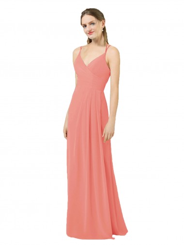 Keyhole Back Desert Rose Soft Chiffon V-Neck Long Sleeveless Bridesmaid Dress Southampton