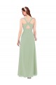 Keyhole Back Smoke Green Soft Chiffon V-Neck Long Sleeveless Bridesmaid Dress Southampton