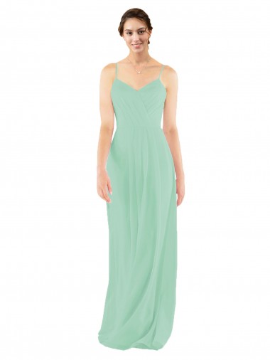 Keyhole Back Mint Green Soft Chiffon V-Neck Long Sleeveless Bridesmaid Dress Southampton