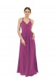 Keyhole Back Wild Berry Soft Chiffon V-Neck Long Sleeveless Bridesmaid Dress Southampton