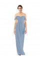 Dusty Blue Soft Chiffon Off the Shoulder Long Sleeveless Bridesmaid Dress Southampton