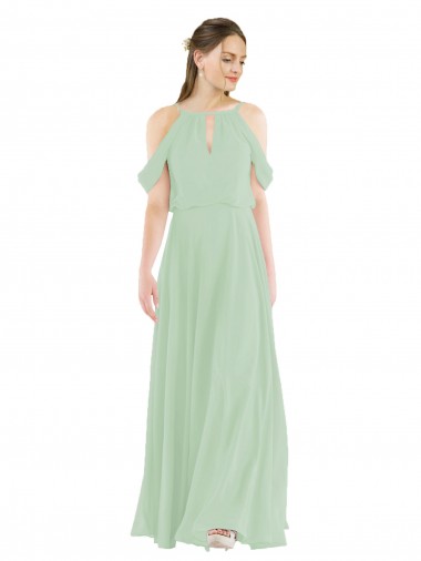 Sheath Soft Chiffon Off the Shoulder Long Sleeveless Bridesmaid Dress Southampton
