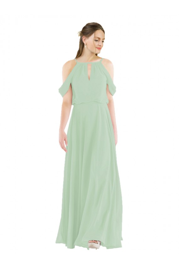 Sheath Soft Chiffon Off the Shoulder Long Sleeveless Bridesmaid Dress Southampton