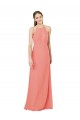 Keyhole Back Desert Rose Soft Chiffon Halter Neck Long Sleeveless Bridesmaid Dress Southampton