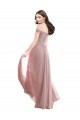Pink Soft Chiffon & Lace Off the Shoulder Long Cap Sleeves Bridesmaid Dress Southampton