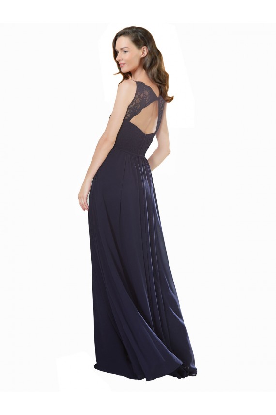 Keyhole Back Soft Chiffon & Lace V-Neck Long Sleeveless Bridesmaid Dress Southampton