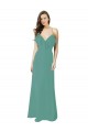 Icelandic Silver Soft Chiffon Spaghetti Straps Long Sleeveless Bridesmaid Gown Southampton