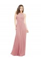 Keyhole Back Bliss Pink Soft Chiffon Halter Neck Long Sleeveless Bridesmaid Dress Southampton