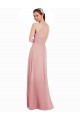 Keyhole Back Bliss Pink Soft Chiffon Halter Neck Long Sleeveless Bridesmaid Dress Southampton