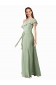 Soft Chiffon One Shoulder Long Flutter Sleeves Bridesmaid Dress Southampton