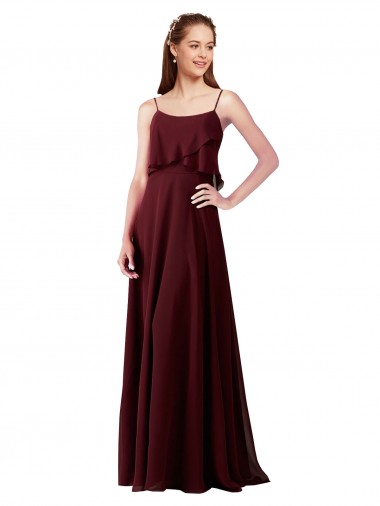 Chiffon Spaghetti Straps Long Sleeveless Bridesmaid Gowns Southampton