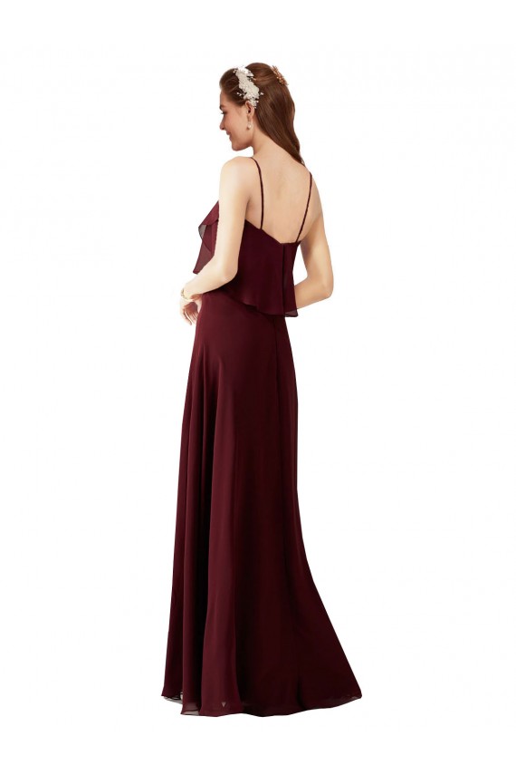 Chiffon Spaghetti Straps Long Sleeveless Bridesmaid Gowns Southampton
