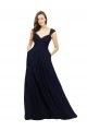 Dark Navy Chiffon Sweetheart Long Sleeveless Bridesmaid Gowns Southampton