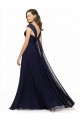 Dark Navy Chiffon Sweetheart Long Sleeveless Bridesmaid Gowns Southampton