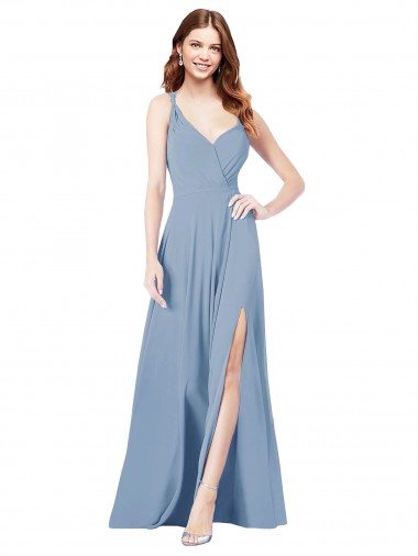 Keyhole Back Soft Chiffon Spaghetti Straps Long Sleeveless Formal Dress / Bridesmaid Dress Southampton