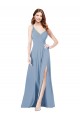 Keyhole Back Soft Chiffon Spaghetti Straps Long Sleeveless Formal Dress / Bridesmaid Dress Southampton
