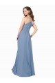 Open Back Dusty Blue Chiffon V-Neck Long Sleeveless Bridesmaid Dress / Evening Dress Southampton
