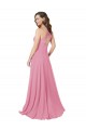 Keyhole Back Soft Chiffon Halter Neck Long Sleeveless Prom Dress / Bridesmaid Dress Southampton