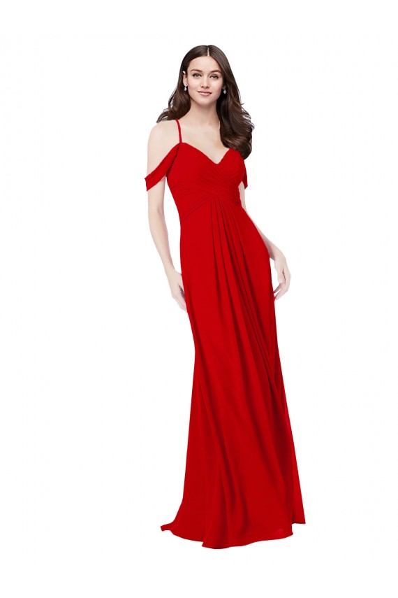 Open Back Dark Red Soft Chiffon V-Neck Long Sleeveless Bridesmaid Dress Southampton