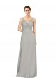 Silver Soft Chiffon V-Neck Long Sleeveless Bridesmaid Dress Southampton