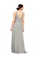 Silver Soft Chiffon V-Neck Long Sleeveless Bridesmaid Dress Southampton