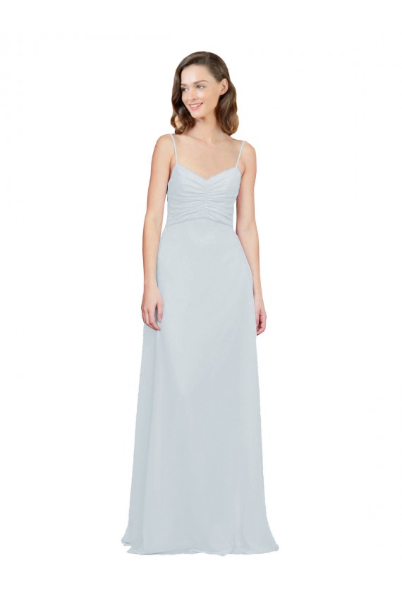 Frost Soft Chiffon Spaghetti Straps Long Sleeveless Bridesmaid Dress Southampton