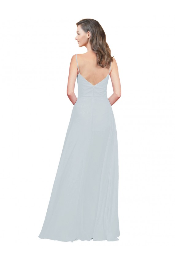 Frost Soft Chiffon Spaghetti Straps Long Sleeveless Bridesmaid Dress Southampton