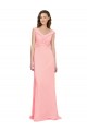 Salmon Soft Chiffon V-Neck Long Sleeveless Bridesmaid Dress Southampton