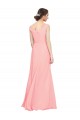 Salmon Soft Chiffon V-Neck Long Sleeveless Bridesmaid Dress Southampton