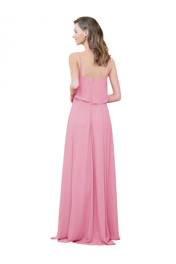 Skin Pink Soft Chiffon Spaghetti Straps Long Sleeveless Bridesmaid Dress Southampton
